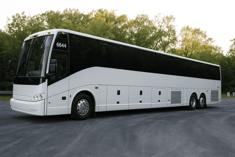 exterior of Charter Bus Rental Yorba Linda coach bus